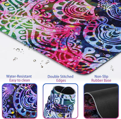 Desk Mat, Large Gaming Mouse Pad with Wrist Rest, 4in1 XXL Mousepad+Keyboard Wrist Rest+Mouse Pad Wrist Support+Cup Coaster Set Ergonomic Floral Computer Desk Arm Wrist for Decor Home Office Women