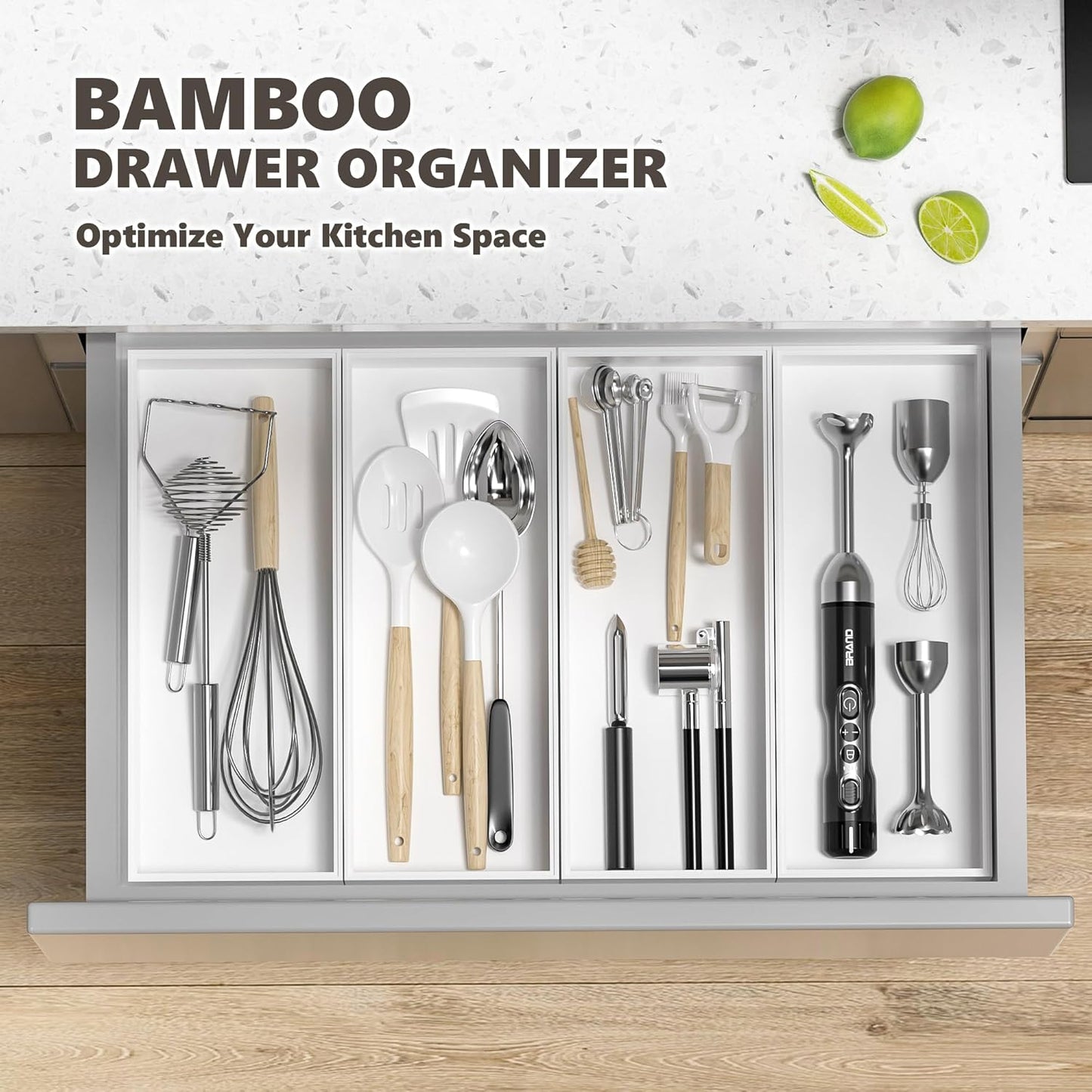Kitchen Drawer Organizer Bins, Stackable Bamboo Drawer Organizer for Silverware, Flatware, Coffee Pod Organizer K Cup Holder for Countertop, 2 Pcs Coffee Station Organizer 12" x 6" x 2.5"