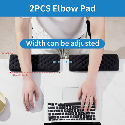 MEKASS L-Shaped Desk Elbow Pad for Desk, Memory Foam Elbow Support Padding with Non-Slip, 2-Piece Ergonomic Desk Edge Cushion, Wrist Comfort Support for Office Home (Diamond Black)