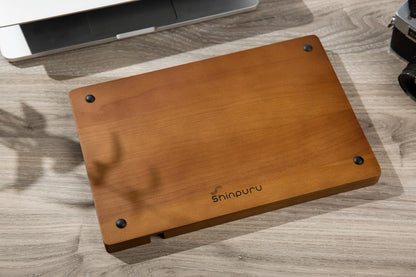 Shinpuru Wooden Valet Tray for Men, Nightstand Organizer with Leather Inlay, EDC Essentials Catchall Tray for Keys, Phone, Wallet, Watch, Earbuds - Bedside Desk Entryway Tray (Wood)