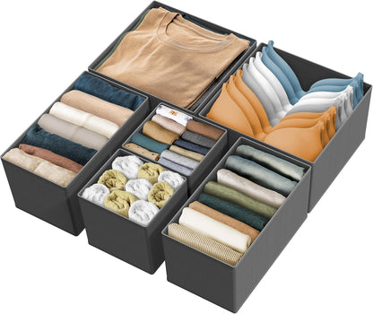SIMPLE HOUSEWARE Foldable Drawer Organizer for Clothes/Underwear/Panty/Onesie Stocking Bin, Set of 12, Black