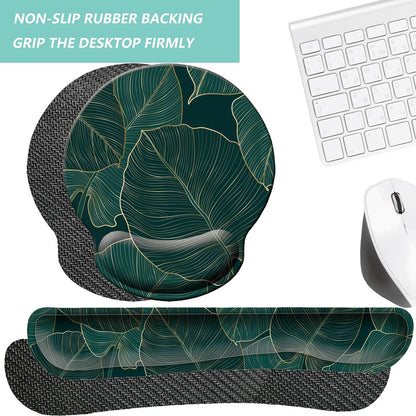 Keyboard Wrist Rest Pad Mouse Pad with Wrist Support Set of 3, Mousepad with Non-Slip Rubber Base, Ergonomic Memory Foam Mouse Wrist Cushion Support for Home Office Laptop Computer, Flower Black