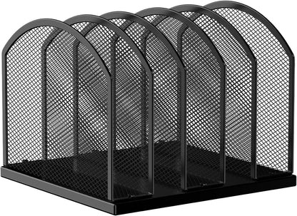 Gawerk 5-Section Vertical Desktop Organizer, 5-Section Mesh File Folder Stand Sorter for Office Home Classroom Organization (1, Black)
