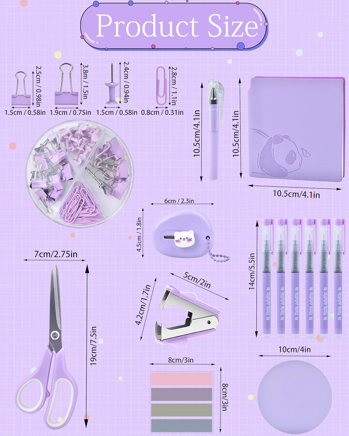 Purple Desk Accessories and Organizers with Desk Organizer and 360°Rotating Pen Holder stapler Pen and a Lot of Office Purple Office Supplies Beautifully Presented in a Gift Box