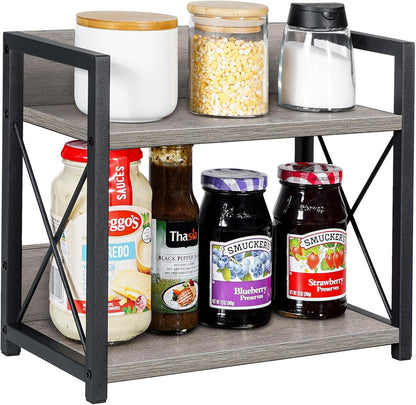 Giikin Countertop Shelf Organizer, 2 Tier Kitchen Spice Rack Organizer for Countertop, Wood Coffee Counter Shelf Organizer for Home (Bamboo, S)