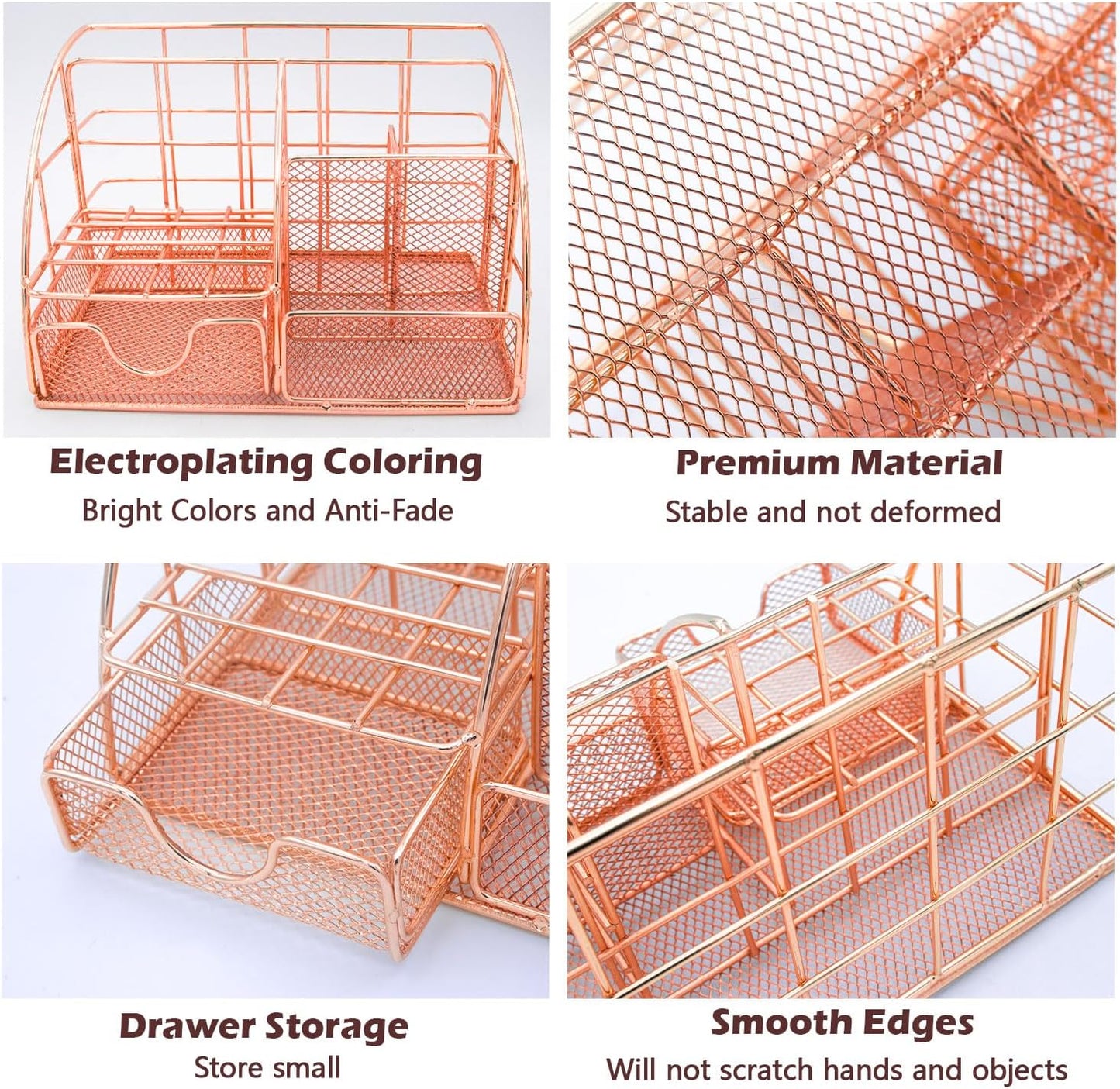 Office Desk Organizers, Rose Gold 13PCS Office Supplies and Accessories Desk organizer, Acrylic Stapler, Staple Remover, Clips, Scissor, Phone Holder, Pen, Pen Holder (Rose Gold)