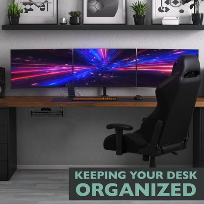 Ilyapa Under Desk CPU Mount, Steel Under Desk Computer Mount Vented Sides, PC Wall Storage, Laptop Stand, Shelf for Office Storage, 4x12x11 Inches