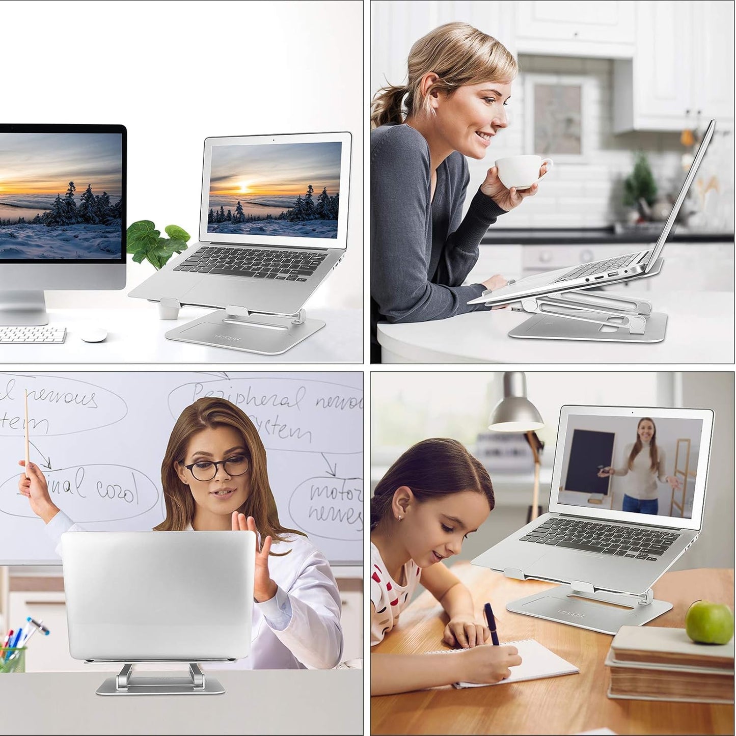 Urmust Adjustable Laptop Stand for Desk Aluminum Computer Stand for Laptop Riser Holder Notebook Stand Compatible with MacBook Air Pro Ultrabook All Laptops 11-17 inch (Black)