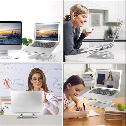 Urmust Adjustable Laptop Stand for Desk Aluminum Computer Stand for Laptop Riser Holder Notebook Stand Compatible with MacBook Air Pro Ultrabook All Laptops 11-17 inch (Black)