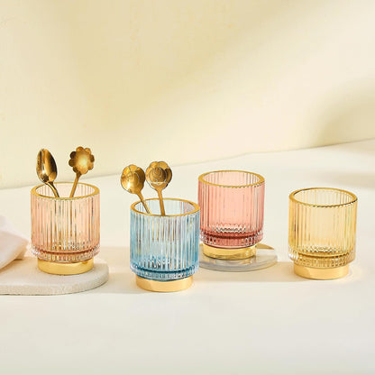 Makeup Brush Holder Organizer,Toothbrush Holders,Desk Pen Pencil Holder,Multifunctional Vintage Glass Brush Cup（L/Green/A3-6-US）