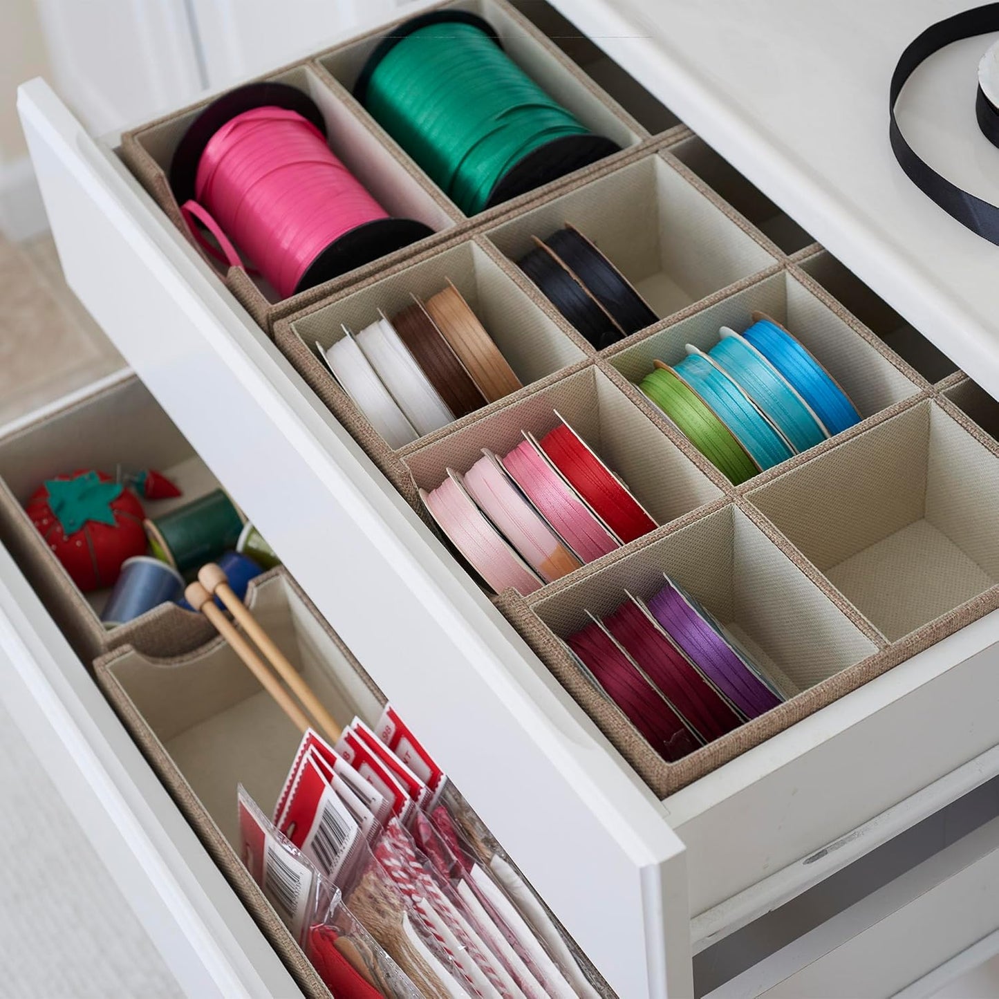 Household Essentials Grey 727-1 Deep 3 Section Drawer Organizer Box for Storage | 12 in x 6.13 in x 3.13