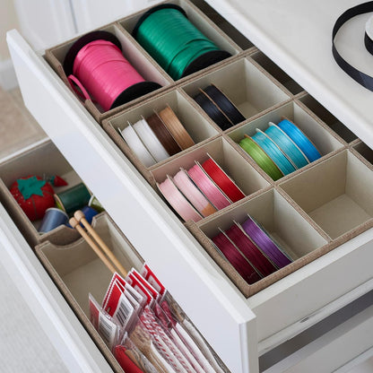Household Essentials Grey 727-1 Deep 3 Section Drawer Organizer Box for Storage | 12 in x 6.13 in x 3.13