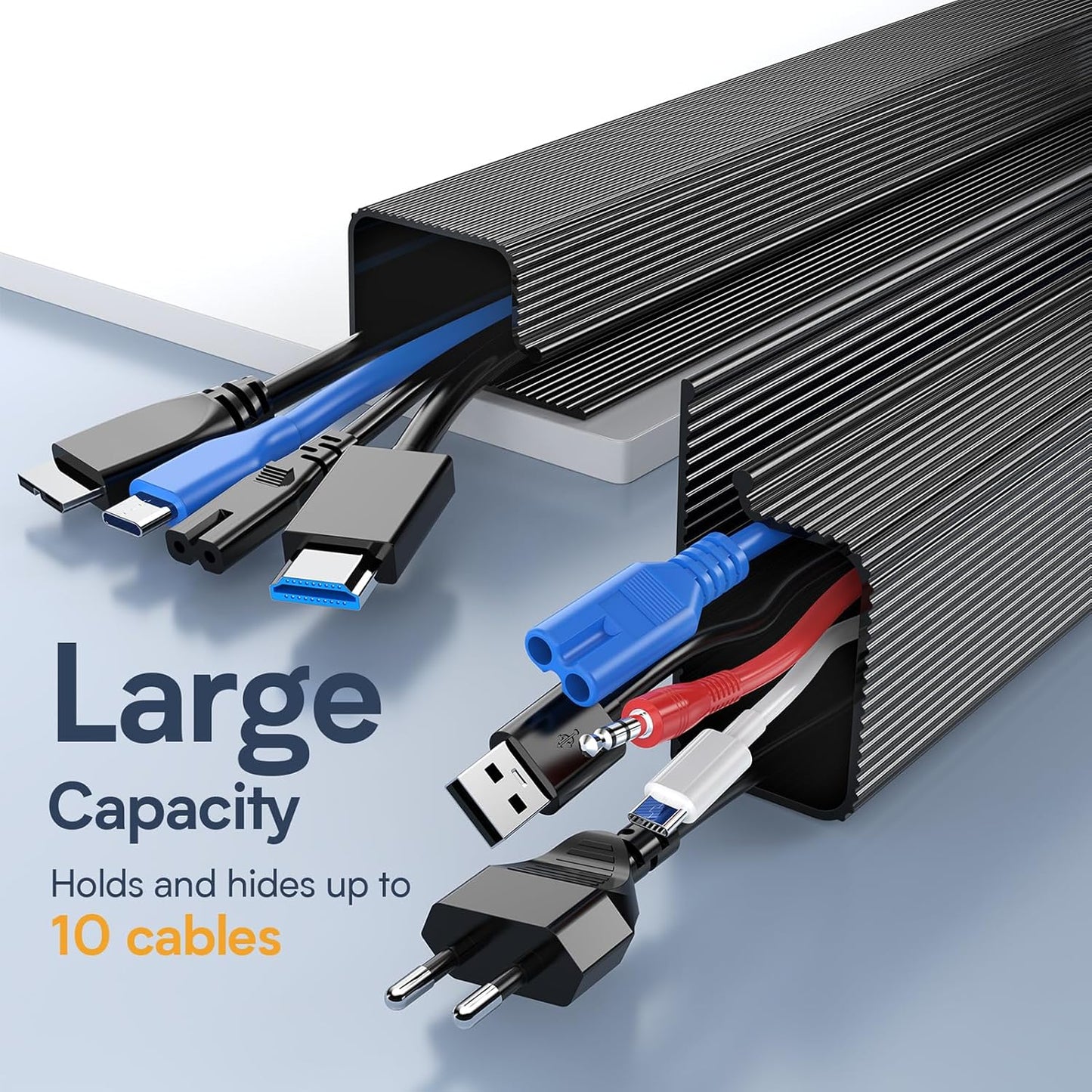 Delamu 2 Pack Safe & Tidy Cable Management Solution - Protect Kids & Pets with Home & Office Cable Management Under Desk, Cable Organizer, Cable Management Kit, Cord Organizer for Desk, 15.7in x 2