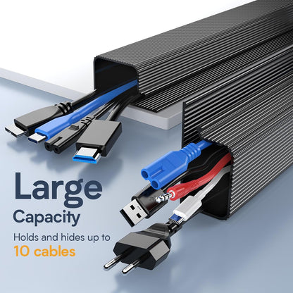 Delamu 2 Pack Safe & Tidy Cable Management Solution - Protect Kids & Pets with Home & Office Cable Management Under Desk, Cable Organizer, Cable Management Kit, Cord Organizer for Desk, 15.7in x 2