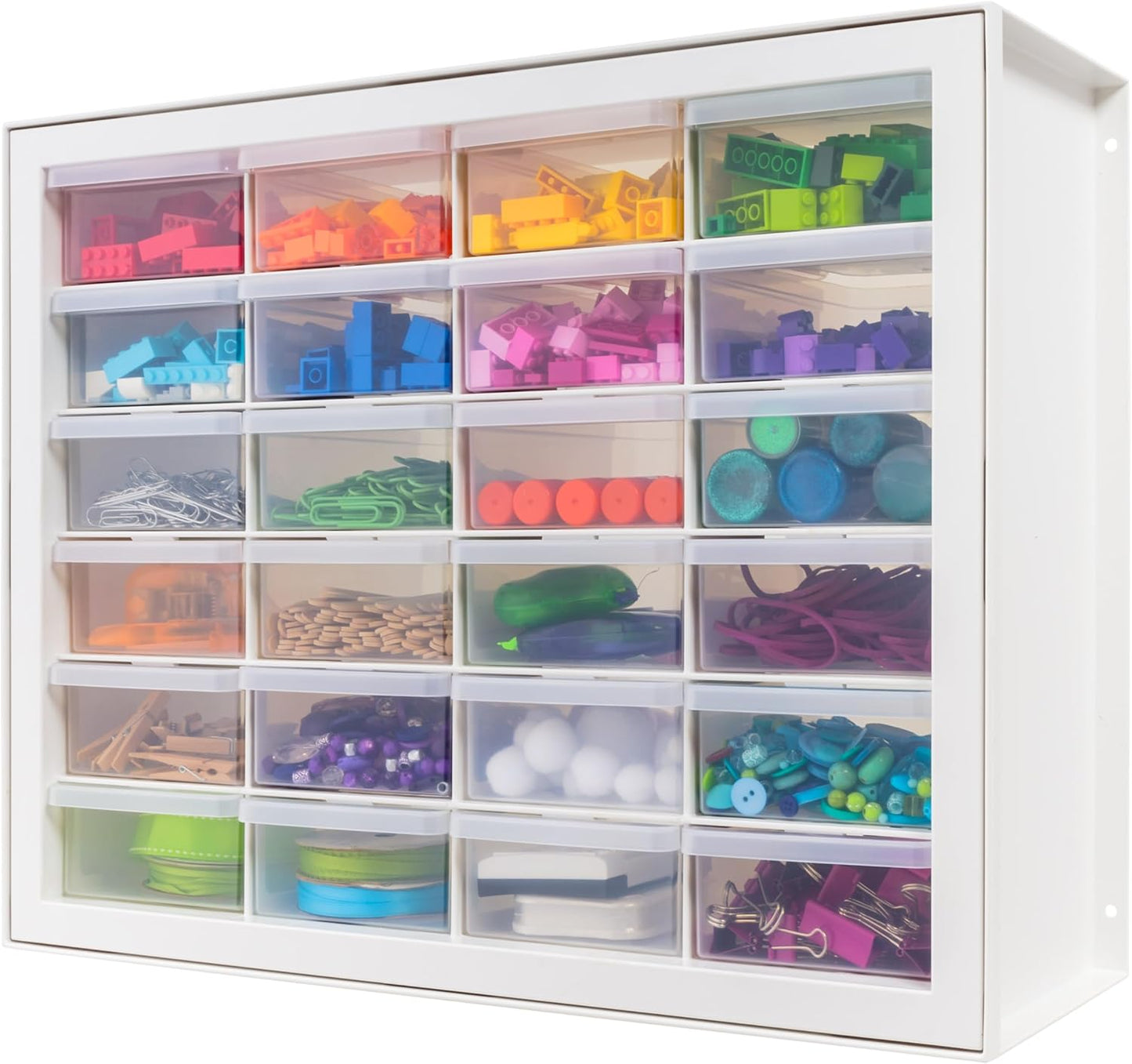 IRIS USA Small Parts Storage Cabinet, Made in USA, 64-Drawer Organizer Chest for Hardware, Screws, Nuts & Bolts, Charms, Beads, Craft Supplies, Scrapbook & Hobby Storage, Teacher Toolbox – White