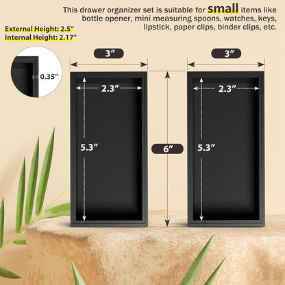 Kitchen Drawer Organizer Bins, Stackable Bamboo Drawer Organizer for Silverware, Flatware, Coffee Pod Organizer K Cup Holder for Countertop, 2 Pcs Coffee Station Organizer 12" x 6" x 2.5"