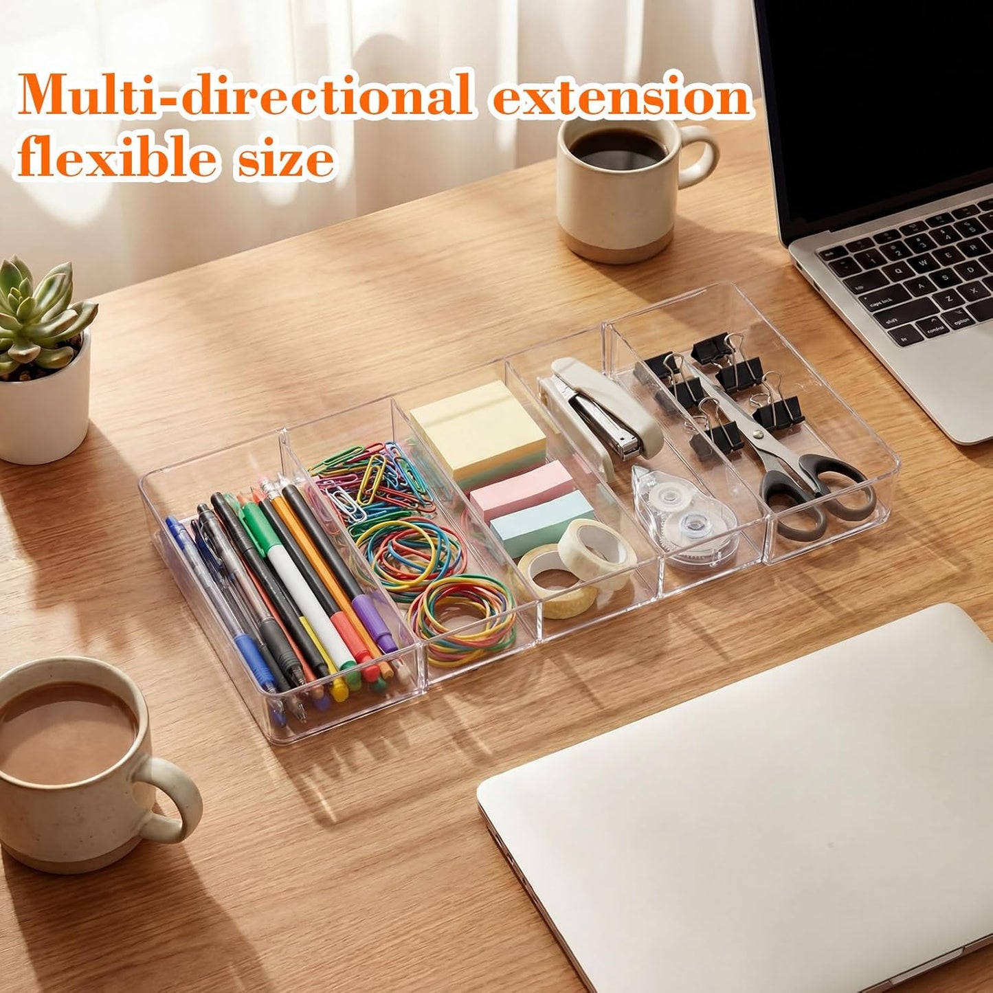 Briwooody 1 Pcs Large Expandable Acrylic Drawer Organizers, Grid Adjustable Drawer, Dividers Organizer for Desk, Makeup, Jewelry, Office, Kitchen Supplies (Clear,11 Compartments)