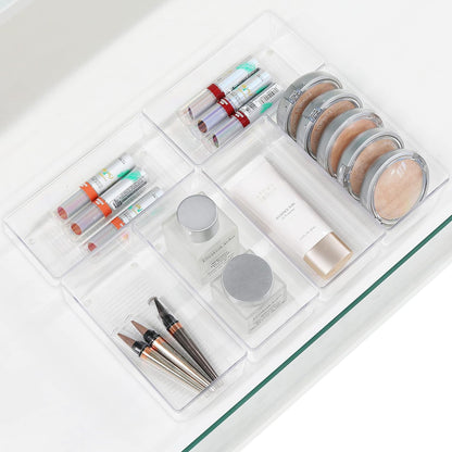 Simple Houseware Clear Drawer Organizer for Office Bin Desk Storage, Assorted Size, 6 Packs
