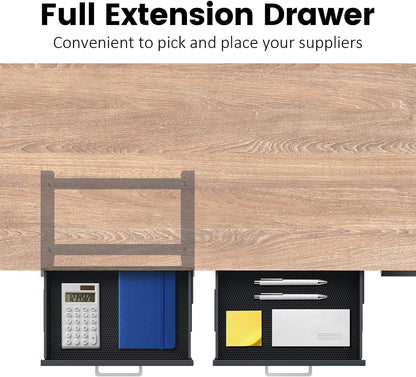UNITEDPOWER Under Desk Drawer Storage, Pull-Out Office Hidden Counter Drawer, Metal Sliding Organizer Mount Below Table, Optional Bracket Height, Black