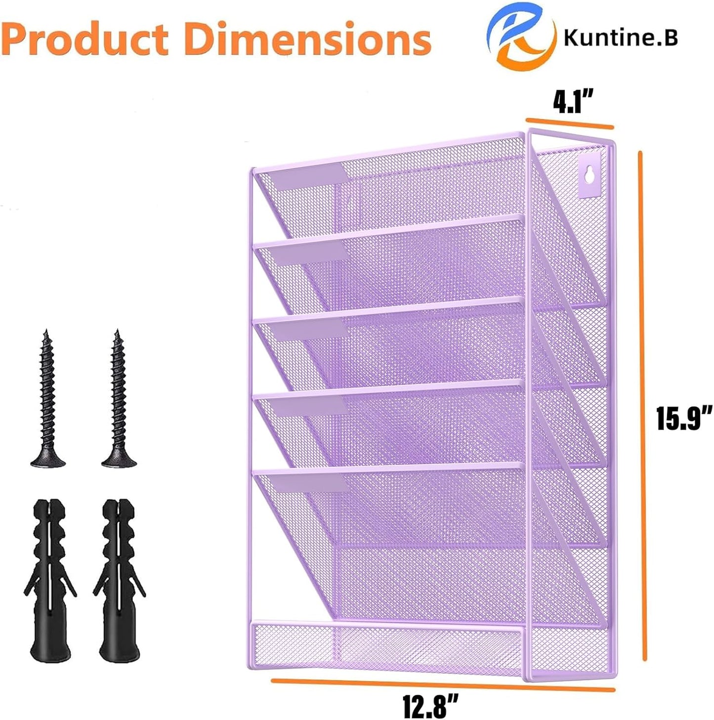Kuntine.B Wall File Organizer Office Hanging Magazine Holder Wall File Organizer for Office Home (Black, 5 Tier)