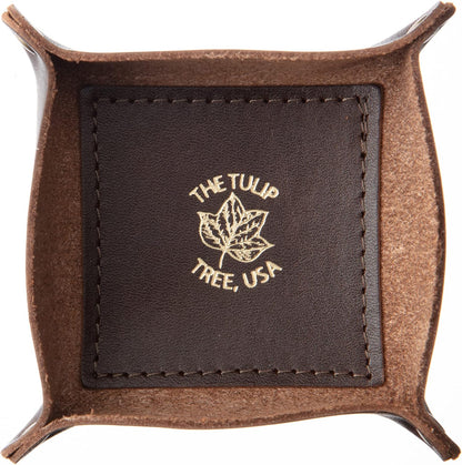 USA Handmade Premium Leather Valet Tray, Folds Flat! Dice Rolling Basket and Organizer with Brass Snaps - Reinforced Base - for Keys, Jewelry, Coin, EDC, Watch Storage Caddy - Black XLarge