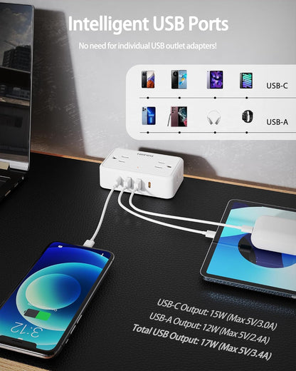 HOPOW Dual Layer Desk Clamp Power Strip, Desktop Edge Mount Charging Station with 13 Outlets 4 USB Ports (2 USB C), Under Desk Surge Protector(1700 Joules), 10 Ft Extension Cord for Office Home