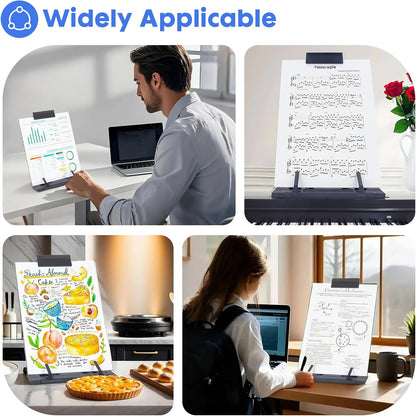Barelove Document Holder Paper Stand with 7 Adjustable Positions, Grey Paper Holder Stand for Desk When Typing for Reading A4 Letter, Books, Music Sheet, Receipts, Textbooks