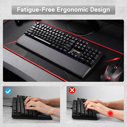 Redragon P035 Meteor S Computer Keyboard Wrist Rest Pad, Ergonomic Soft Memory Foam Wrist Support w/Anti-Slip Rubber Base, 60% 61 Keys Compact Size 11.38 x 2.87 in, 0.78 inch (20mm) Height, Black