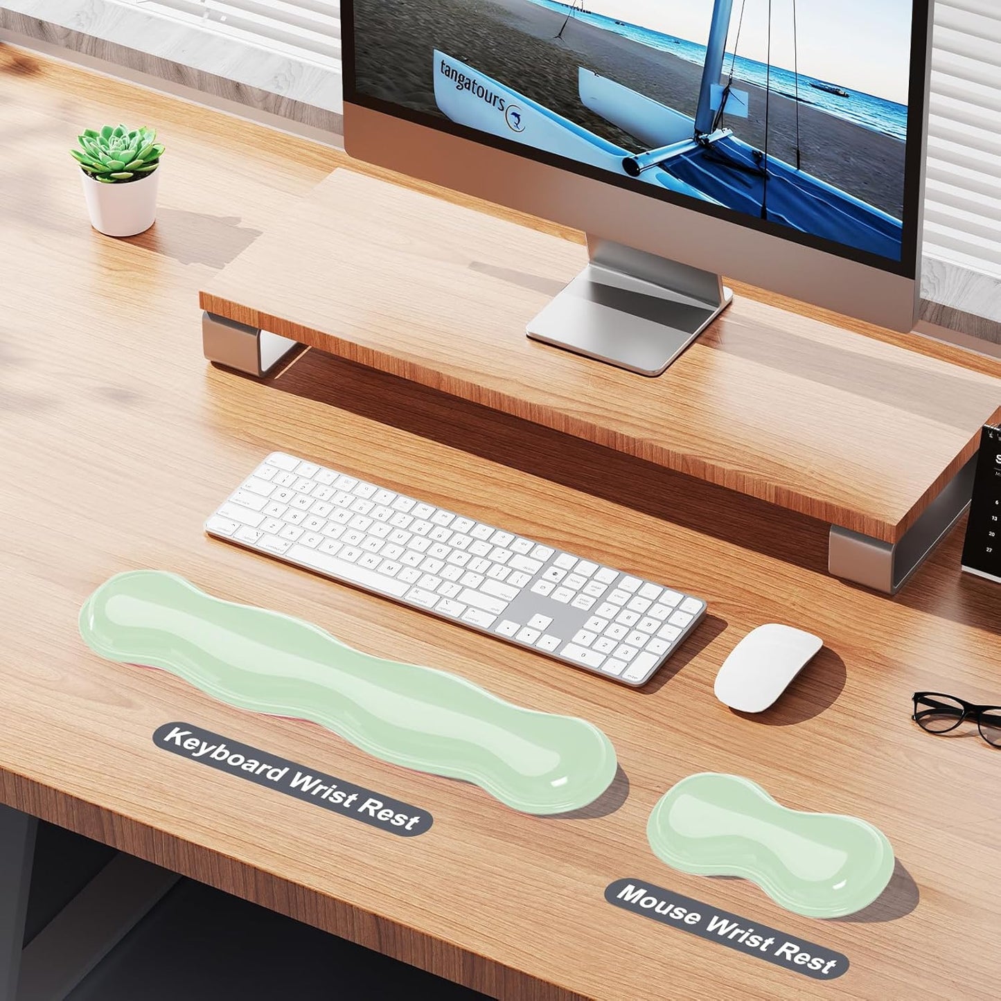 MOKURU Gel Keyboard and Mouse Wrist Rest Set, Comfort Ergonomic Wrist Support, for Wrist Pain Relief, Computer Keyboard Wrist Rest (Black)