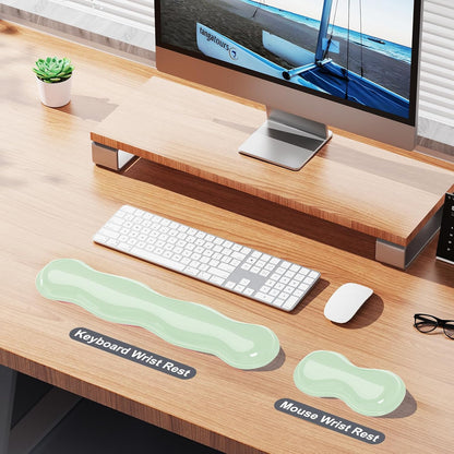 MOKURU Gel Keyboard and Mouse Wrist Rest Set, Comfort Ergonomic Wrist Support, for Wrist Pain Relief, Computer Keyboard Wrist Rest (Black)