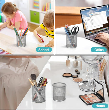 EasyPAG Pencil Holder for Desk, 2 Pack Metal Pen Organizer, Mesh Pencil Cup Organizer for Home, Office, Classroom, School, Black