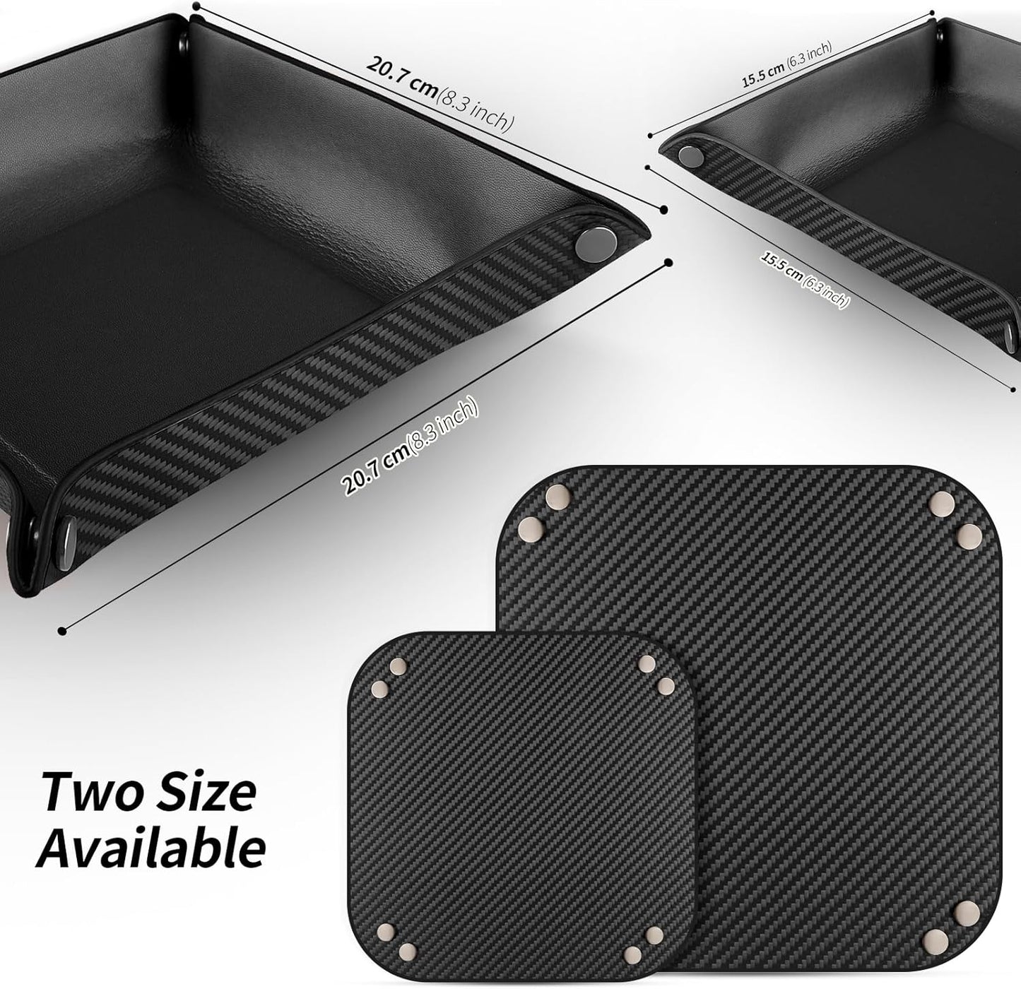 Valet Tray Organizer with Carbon Fiber Style Texture, Foldable Catchall Tray for Keys, Wallet & Everyday Essentials(Red)