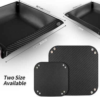 Valet Tray Organizer with Carbon Fiber Style Texture, Foldable Catchall Tray for Keys, Wallet & Everyday Essentials(Red)