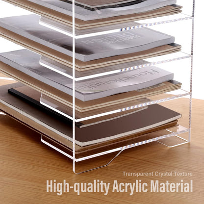 SANRUI 4 Tier Clear Desk Paper Letter Organizer Trays, A4 Stackable File Document Tray, Acrylic Desk Organizers and Accessories Sorter, Workspace Office Supplies Organizers,12.4inx8.86inx6.64in