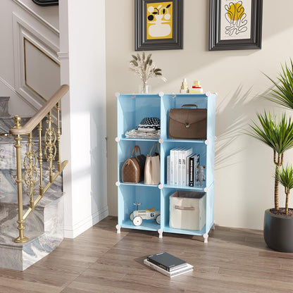 AWTATOS Cube Storage Organizer, Storage Cubes Shelves Bookshelf, 6 Cube Closet Organizers and Storage, DIY Stackable Plastic Clothes Organizer Shelving for Bedroom, Home, White