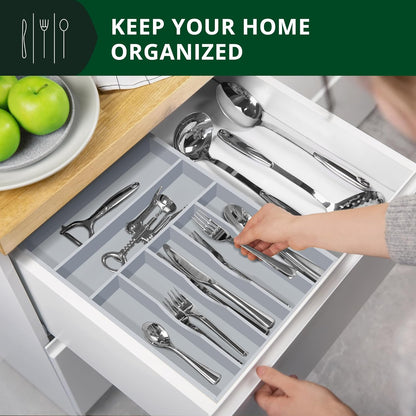 ROYAL CRAFT WOOD Luxury Bamboo Kitchen Drawer Organizer - Silverware Organizer, Utensil Holder & Cutlery Tray Drawer Dividers for Flatware (9 Slot, Natural)