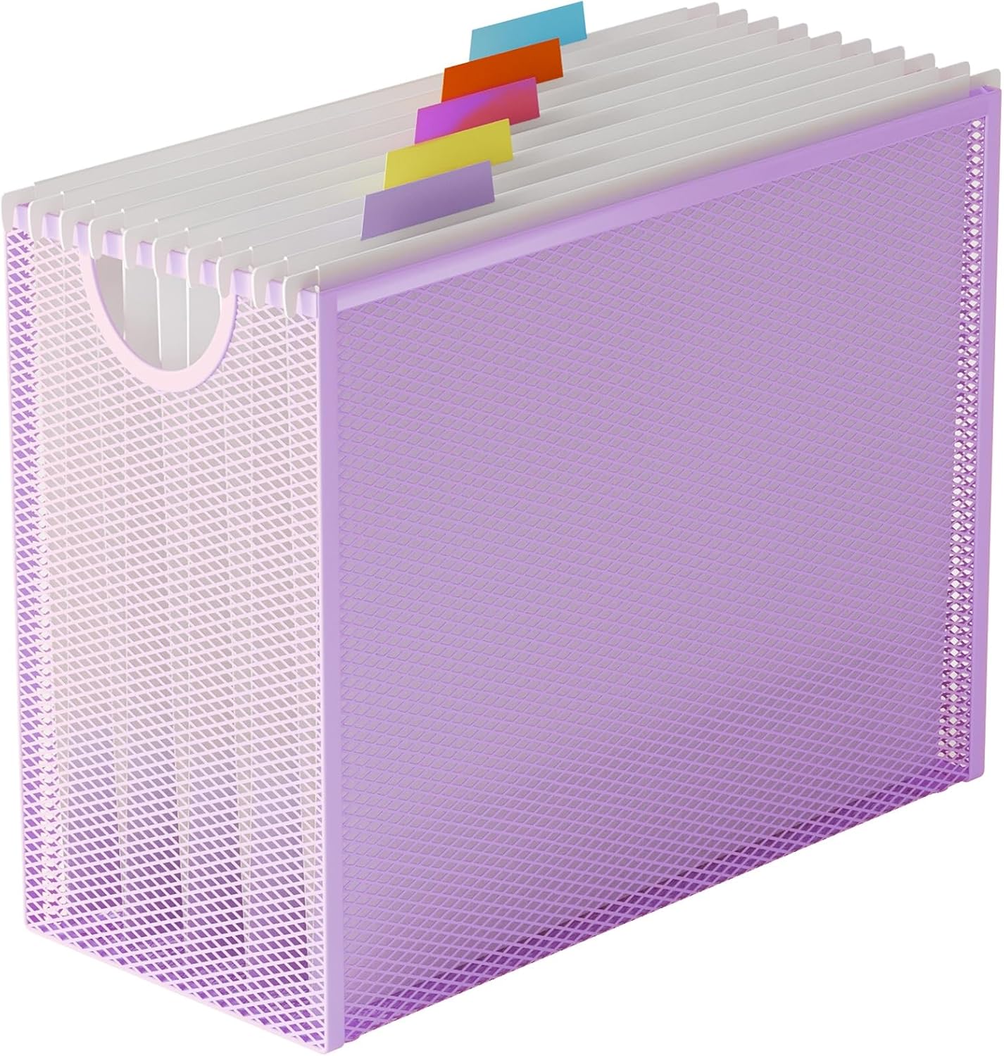 Hanging File Organizer, Letter-Size File Holder Filing Box with 5 Hanging Folders, Metal Mesh Desk File Folder Storage(No Assembly Required) (with 5 Grey Folders)