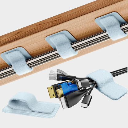 Cable Management Under Desk, 【Up to 15 Cord】【Enhanced Wire Holder】 Cord Organizer, Adjustable Hook and Loop Cable Ties, Home Office Essentials, Cable Hider Clips Under Table, 20 Pair