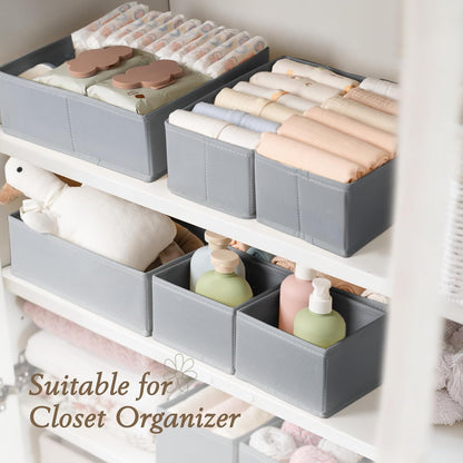 Criusia Drawer Organizer 18-Piece Set, Dresser Organizer for Baby Clothes, Foldable Closet Storage & Drawer Dividers for Underwear, Socks, Nursery (Beige)