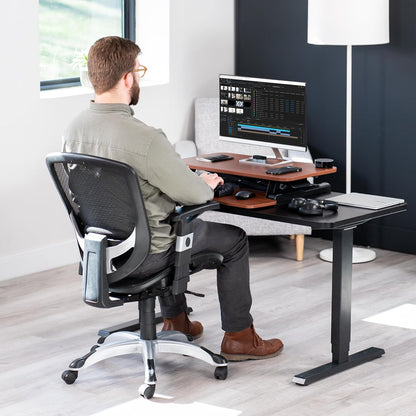 VIVO 26 inch Desk Converter, K Series, Height Adjustable Sit to Stand Riser, Dual Monitor and Laptop Workstation with Keyboard Tray, Black, DESK-V026KB