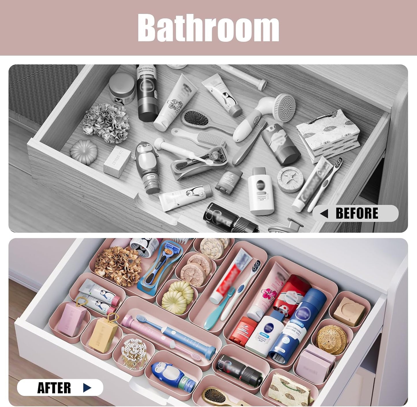 Plastic Drawer Organizers, 10 PCS Drawer Organizer Bins, Bathroom and Vanity Organizer Plastic Tray, Makeup organizer and storage for Makeup, Bedroom, Kitchen Gadgets Utensils and Office (Green)