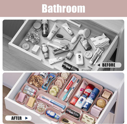 Plastic Drawer Organizers, 10 PCS Drawer Organizer Bins, Bathroom and Vanity Organizer Plastic Tray, Makeup organizer and storage for Makeup, Bedroom, Kitchen Gadgets Utensils and Office (Green)