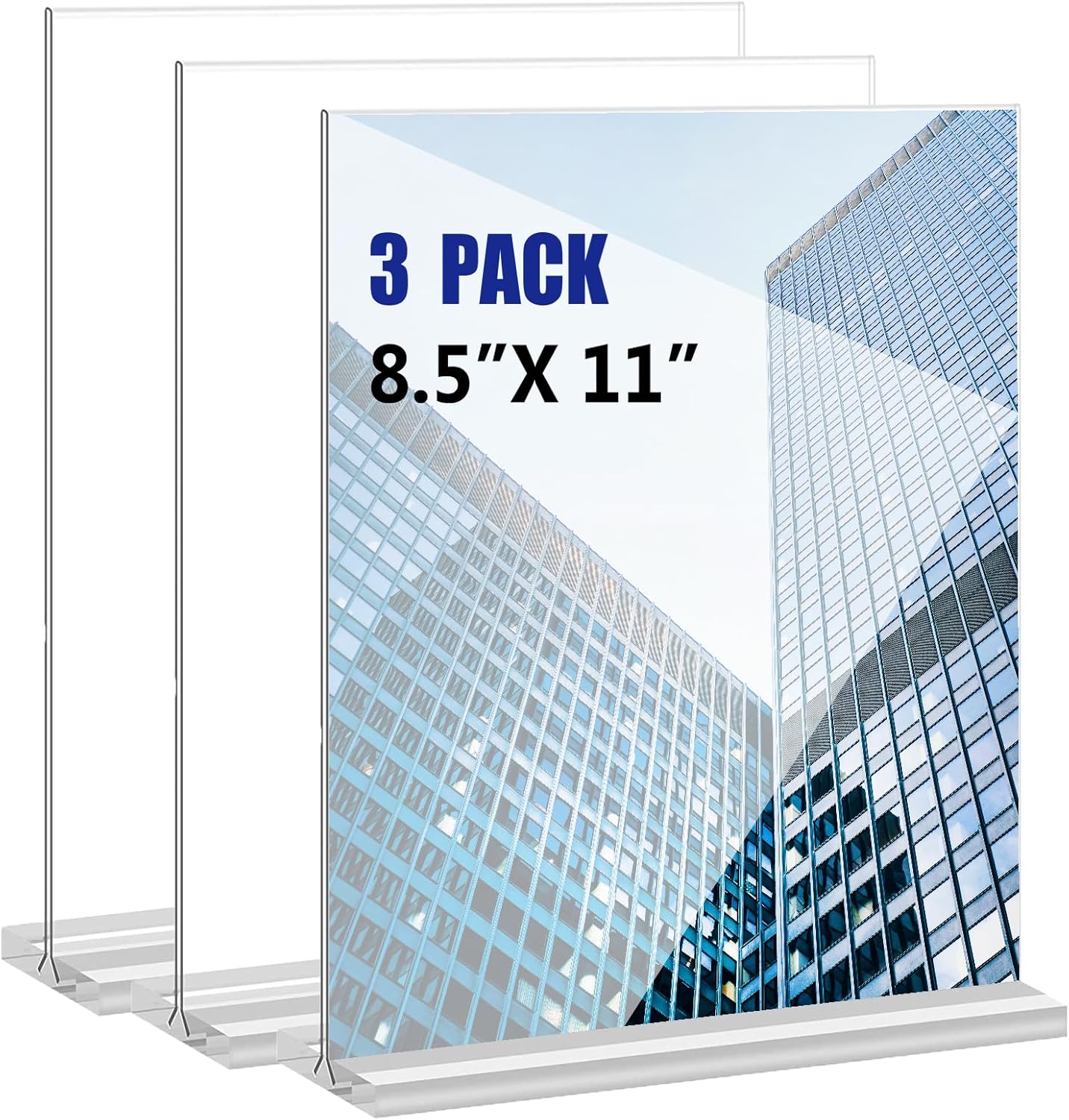 KOOLDE Acrylic Sign Holder 8.5x11 Inches 2 Pack T Shape Desktop Display Stand Vertical Double Sided Clear Table Menu Flyer Holder for Restaurants, Office, Shop, Wedding