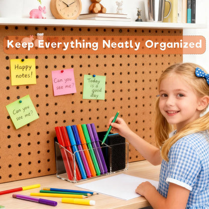 Magnetic Dry Erase Marker Holder - Non-Slip Acrylic Pen Organizer with Powerful Magnets for Whiteboard, Refrigerator, Office Desk, Classroom Supplies & Home Organization-Clear