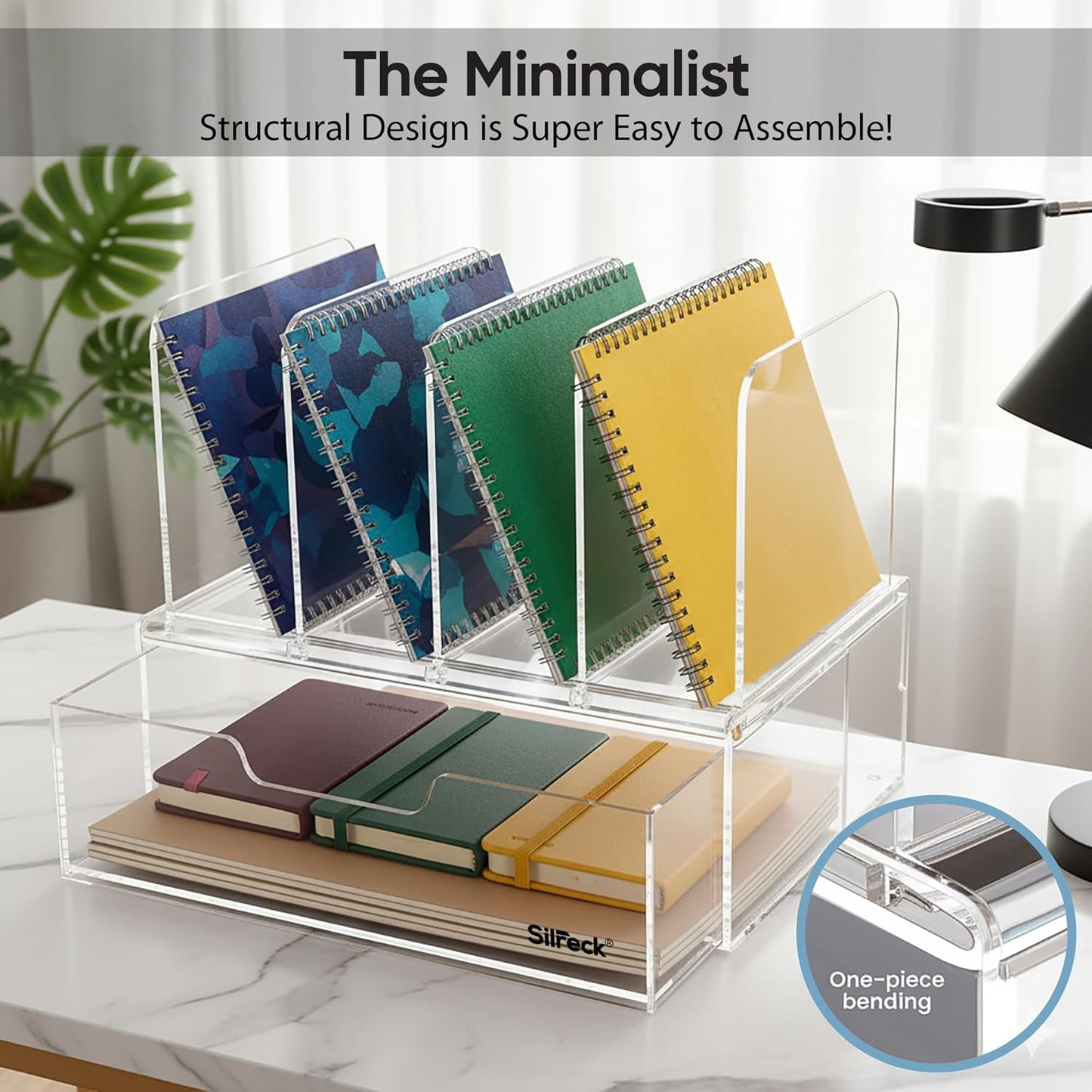 Silreck® Clear Acrylic File Organizer for Desk – Desktop Document Holder for A4 & Letter Size Papers, Sturdy Acrylic to Keep Office & Home Documents Neat