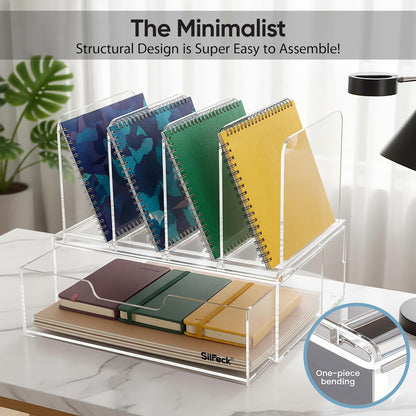 Silreck® Clear Acrylic File Organizer for Desk – Desktop Document Holder for A4 & Letter Size Papers, Sturdy Acrylic to Keep Office & Home Documents Neat
