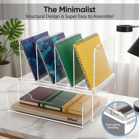 Silreck® Clear Acrylic File Organizer for Desk – Desktop Document Holder for A4 & Letter Size Papers, Sturdy Acrylic to Keep Office & Home Documents Neat