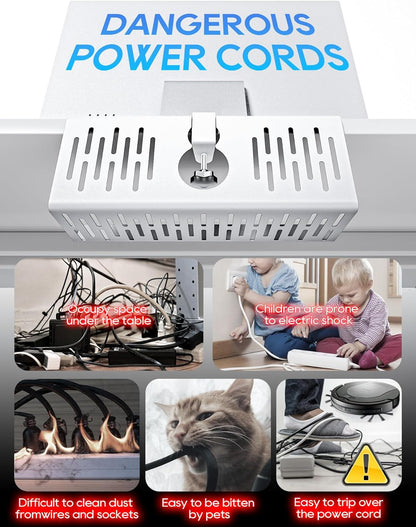 NODOCA No Drill Under Desk Cable Management Tray, 14'' Wire Management, Punch-Free Clamp on, Metal Cable Tray, Wire Organizer Under Desk, Under Desk Basket for Office and Home, Black