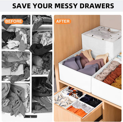 Criusia Drawer Organizer Clothes 12 Pack, Dresser Organizer for Nursery Bedroom Closet Organization and Storage - Baby Clothes Organizer Bins - Drawer Divider for Sock Underwear Bra Ties (Grey)
