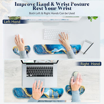 Gimars Upgrade Enlarge Silky and Superfine Fabric Gel Memory Foam Keyboard Wrist Rest Set, Ergonomic Keyboard Mouse Wrist Support for Typing Pain Relief, Comfort for Office, Gaming, Computer